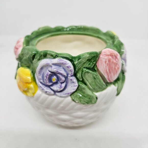 Otagiri Mary Ann Baker Hand Painted Spring Flowers Ceramic Sugar Bowl /Jelly Jar - Picture 4 of 7